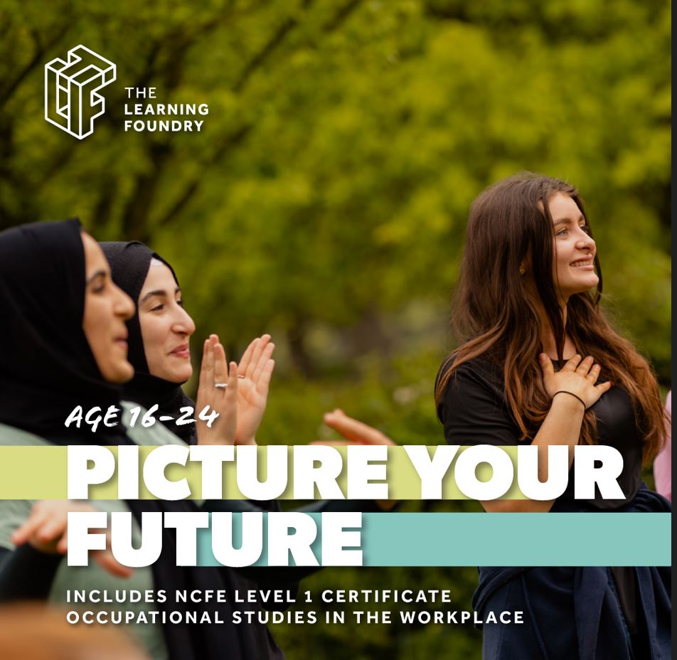Women clapping with picture your future slogan