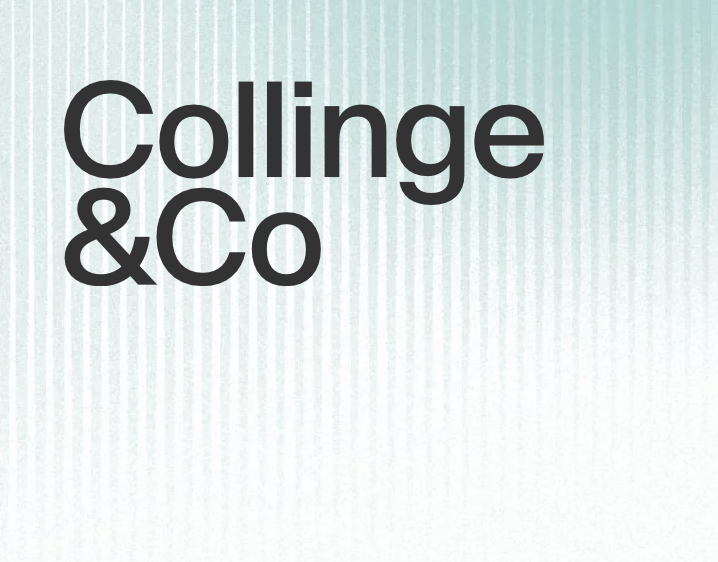 Collinge and Co logo - black text on white and green gradient background