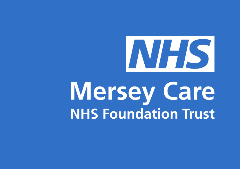 NHS Mersey Care logo - white text on blue background