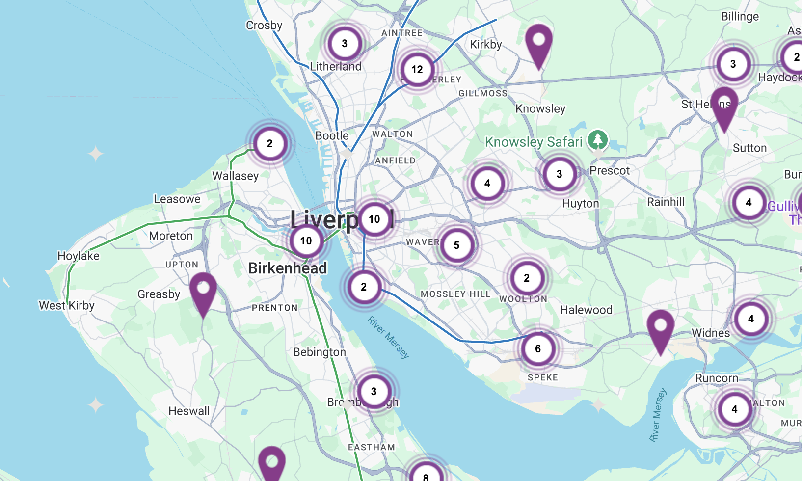 A map of the city region showing apprenticeship vacancy numbers in different areas.