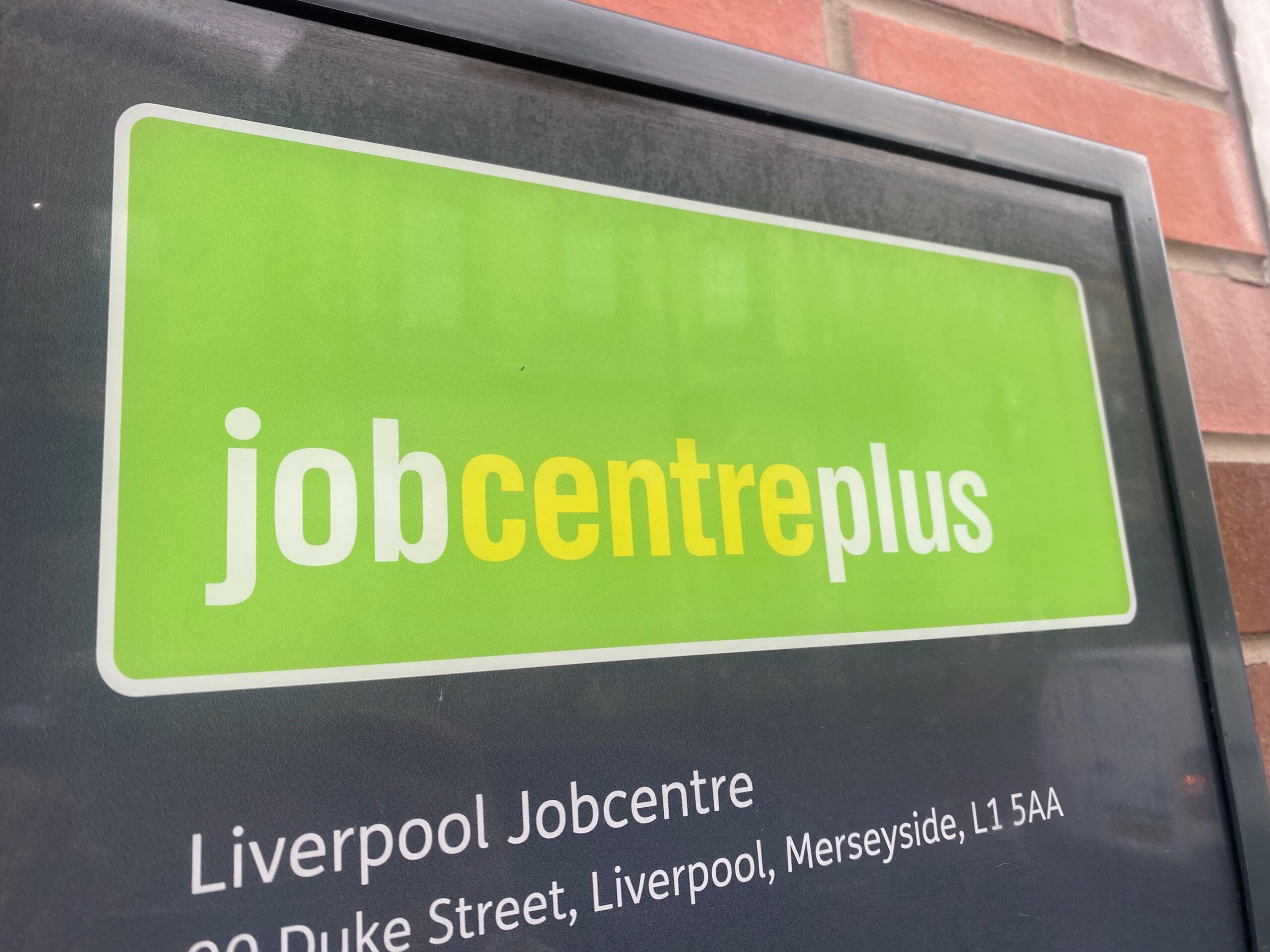 Jobcentre plus signage outside of liverpool office