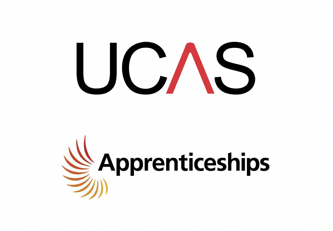 Ucas and Apprenticeships logos on white background