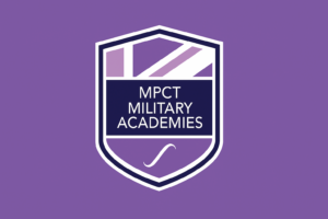 Impact Militaries Academy crest on purple background