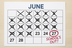 Dublicate – THE LCR BE MORE GUIDE TO OPTIONS FOR SCHOOL LEAVERS Image of calendar month of June with dates crossed out
